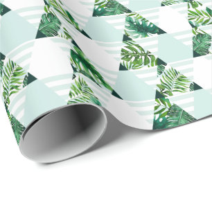 Papier Cadeau Motif des triangles tropicaux verts de Mint