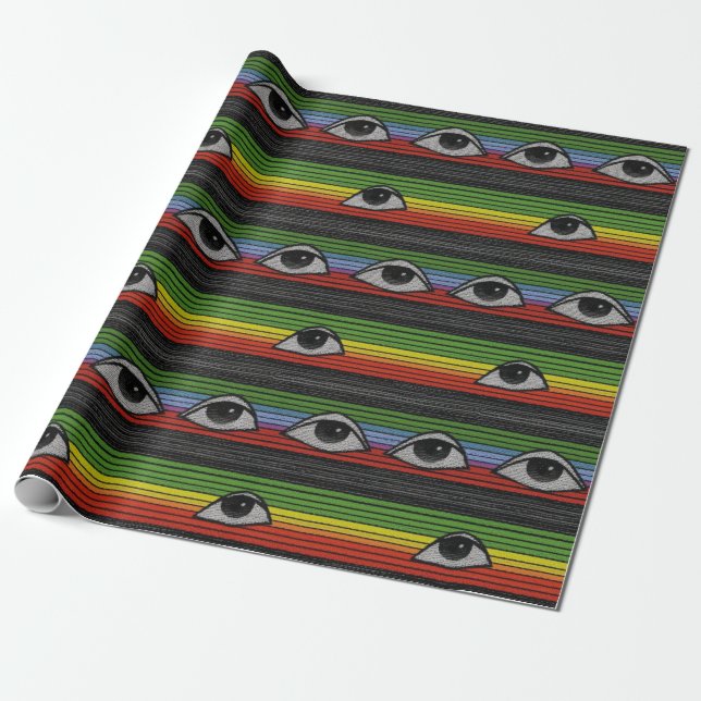 Papier Cadeau Motif des yeux psychédéliques (Déroulé)