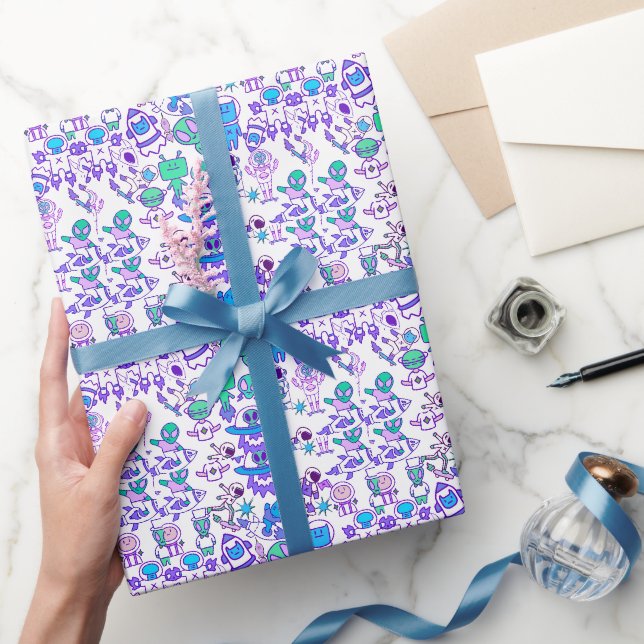 Papier Cadeau Motif d'espace rétro (Cadeaux)