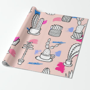 Papier Cadeau Motif d'esquisse Bold Cactus