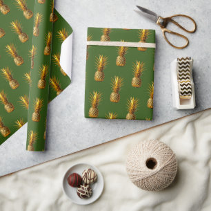 Papier Cadeau Motif d'été Chic Gold Pineappy