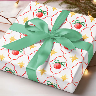 Papier Cadeau Motif d'étoile de Noël en forme de boule avec un n