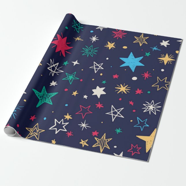 Papier Cadeau Motif d'étoiles (Déroulé)