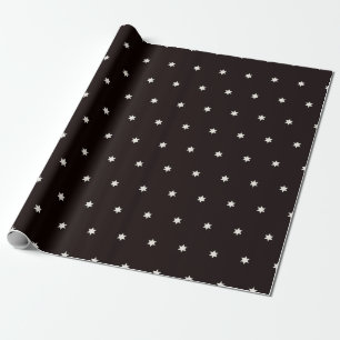 Papier Cadeau Motif d'étoiles de Noël noir et blanc moderne