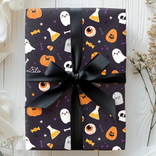 Papier Cadeau Motif d'Halloween araignée fantôme citrouille viol
