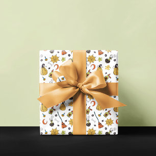 Papier Cadeau Motif d'Halloween Blanc