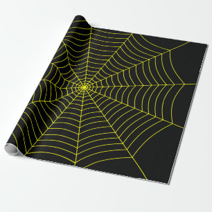 Papier Cadeau Motif d'Halloween en toile jaune noir