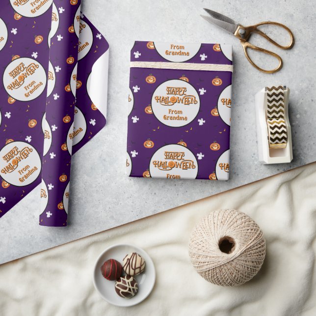 Papier Cadeau Motif d'Halloween et message effrayant (Artisanat)
