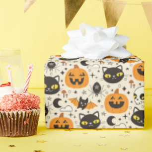 Papier Cadeau Motif d'Halloween rétro