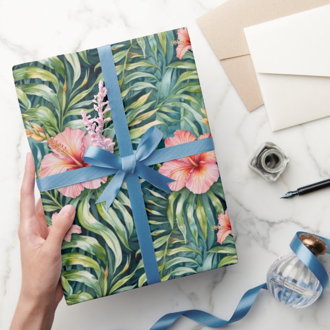 Papier Cadeau Motif d'Hibiscus de Floride  (Cadeaux)