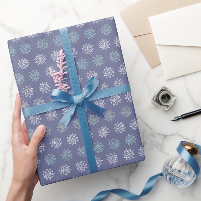 Papier Cadeau Motif d'hiver Flèches bleues et blanches (Cadeaux)