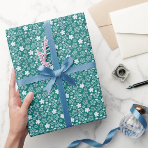 Papier Cadeau Motif d'hiver turquoise Star et Snowflake