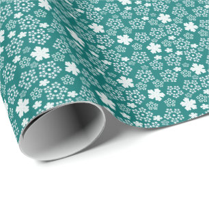 Papier Cadeau Motif d'hiver turquoise Star et Snowflake