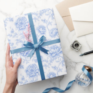 Papier Cadeau Motif d'hortensia bleu aquarelle botanique floral