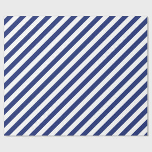 Papier Cadeau Motif diagonal de bleu marine et blanc de rayures