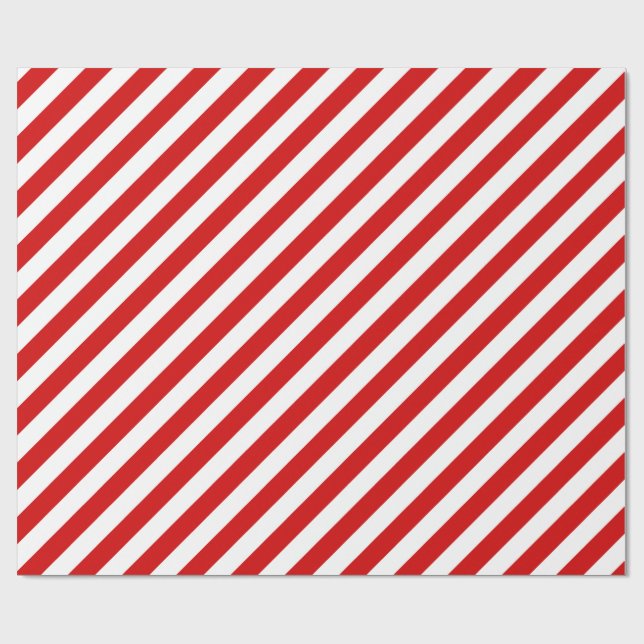 Papier Cadeau Motif diagonal rouge et blanc de rayures (Plat)