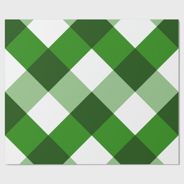 Papier Cadeau Motif diamant Argyle vert (Plat)