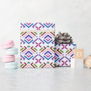 Papier Cadeau Motif diamant géométrique ethnique pastel moderne
