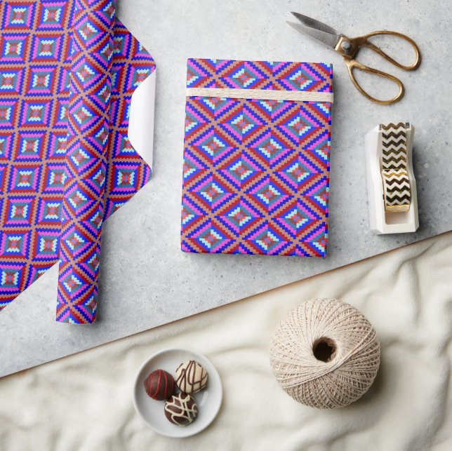 Papier Cadeau Motif diamant géométrique vibrant sans couture (Artisanat)