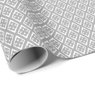 Papier Cadeau Motif diamant - gris argent et blanc