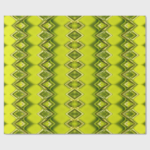 Papier Cadeau motif diamant jaune citron et vert