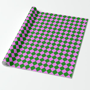 Papier Cadeau Motif diamant Pink Green Checker
