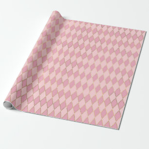 Papier Cadeau Motif diamant rose et or sur le thème de Paris