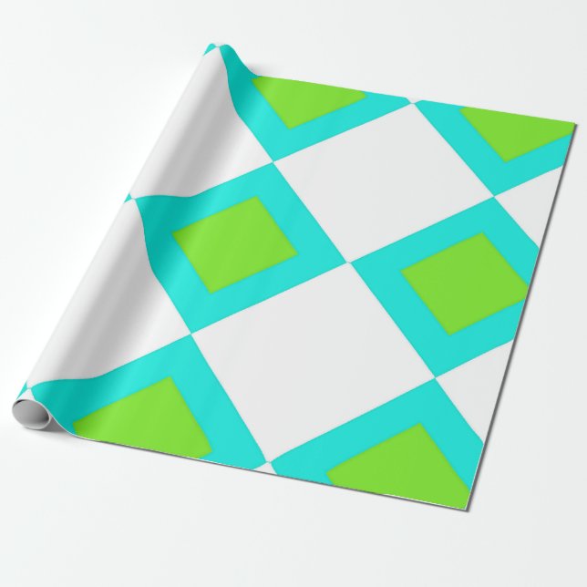 Papier Cadeau Motif diamant vert et bleu (Déroulé)