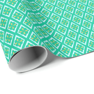 Papier Cadeau Motif diamant - vert turquoise et aqua