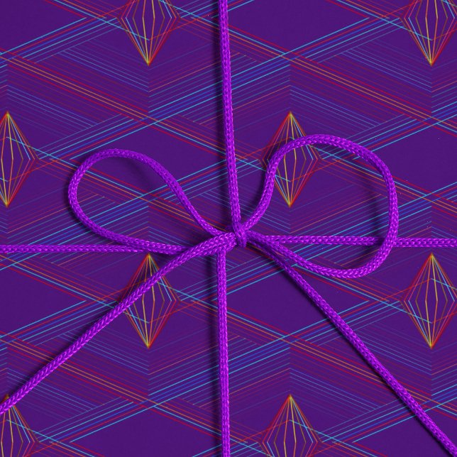 Papier Cadeau Motif Diamond Abstrait violet  Moderne Unisex (Créateur téléchargé)