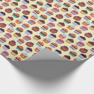 Papier Cadeau Motif d'illustration de cupcakes colorés