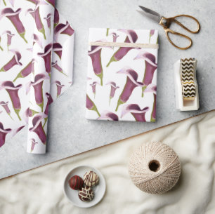 Papier Cadeau Motif d'illustration de la vie nocturne au lys cal