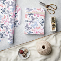 Motif d'illustration de papillon coloré mignon fil