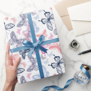 Papier Cadeau Motif d'illustration de papillon coloré mignon fil