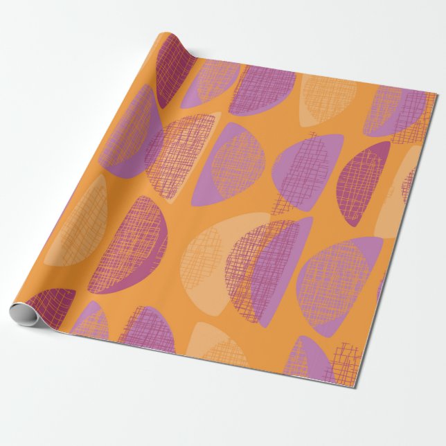 Papier Cadeau Motif d'illustration de style moderne du milieu du (Déroulé)
