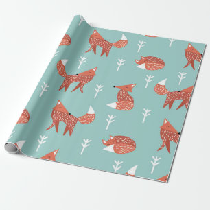 Papier Cadeau Motif d'illustration sans couture avec renard oran