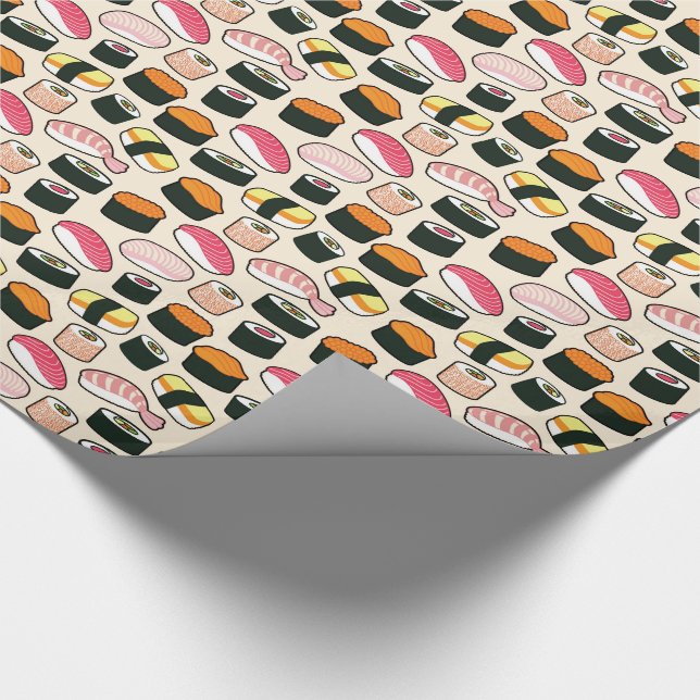 Papier Cadeau Motif d'illustrations d'amusement de sushi (Coin)