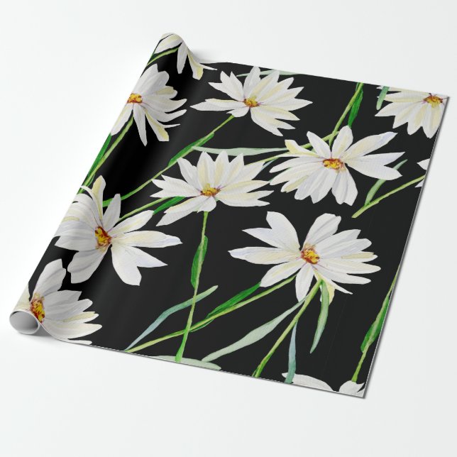 Papier Cadeau Motif d'impression d'aquarelle Chamomile (Déroulé)