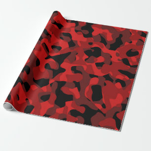 Papier Cadeau Motif d'impression du camouflage noir rouge