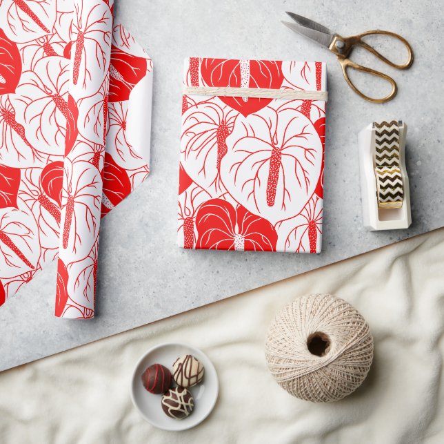 Papier Cadeau Motif d'impression moderne Hawaiian Anthurium (Artisanat)