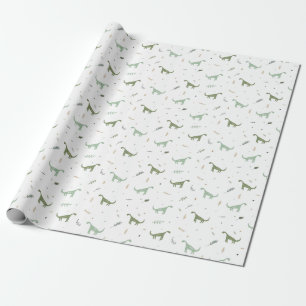 Papier Cadeau Motif Dinosaure Vert