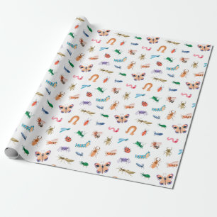 Papier Cadeau Motif d'insectes coloré mignon