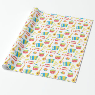 Papier Cadeau Motif d'instruments de musique colorés pour enfant