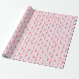 Papier Cadeau Motif d'oiseaux de Flamant rose rose aléatoire
