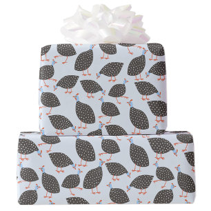 Papier Cadeau Motif d'oiseaux des poules de Guinée
