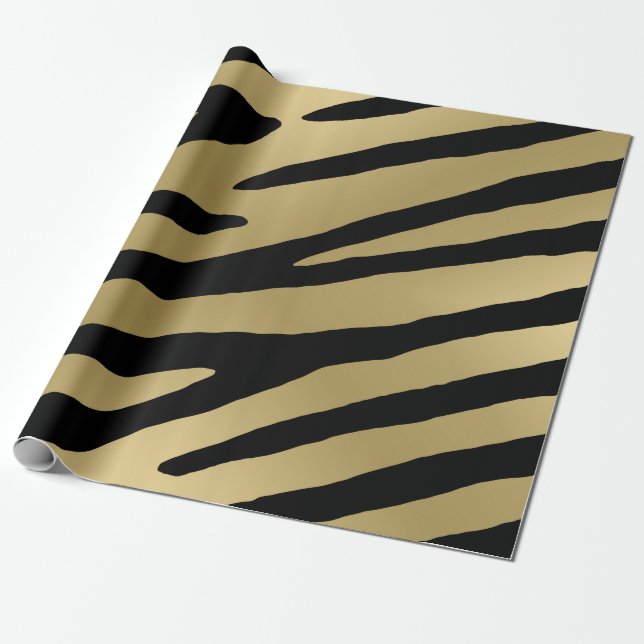 Papier Cadeau Motif d'or métallique Zebra (Déroulé)
