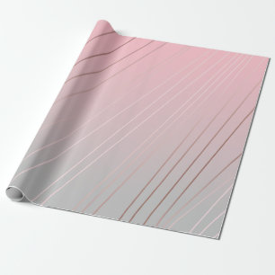Papier Cadeau Motif d'or, rose et gris rose chic de gradient