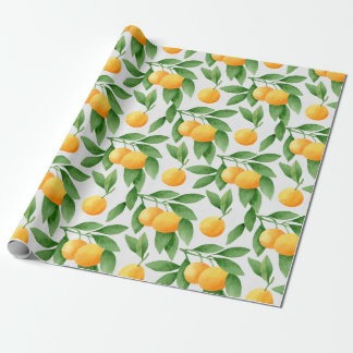 Papier Cadeau Motif d'oranges ou de mandarines d'aquarelle