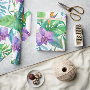 Papier Cadeau Motif d'orchidées tropicales
