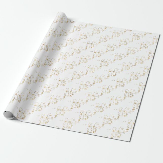 Papier Cadeau Motif doré d'art de calligraphie florale (Déroulé)